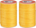 uxcell Round Leather Sewing Waxed Thread, 55m / 60 Yards Polyester Wax String, 0.80mm Wax Stitching Cord for Leather Crafts, Bookbinding, Bracelets Braided, Yellow, 2pcs