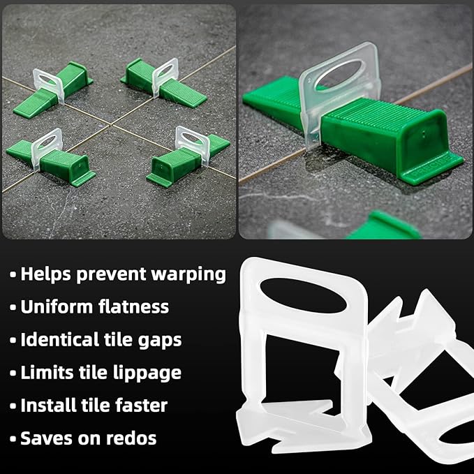 1/16” Tile Leveling System Spacers 4000 PCS Tile Leveling Clips Kit Prevent Tile lippage Leveler Spacers for DIY Professional Ceramic Tile and Stone Installation (1/16 IN, 4000)