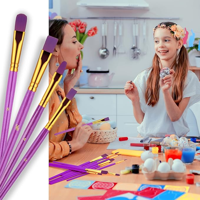Paint Brushes Set, 30 Pcs Paint Brushes for Acrylic Painting, Watercolor Acrylic Oil Paint Brush, Artist Paintbrushes for Body Face Rock Canvas, Kids Adult Drawing Arts Crafts Supplies, Purple