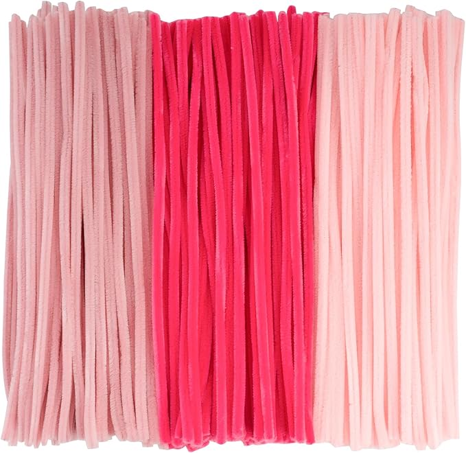 Caydo 300 Pieces Pink Pipe Cleaners, Thick Fluffy Chenille Stems, Pipe Cleaner Crafts for Arts & Crafts, Perfect for Making Animals, Flowers, and Festive Decorations