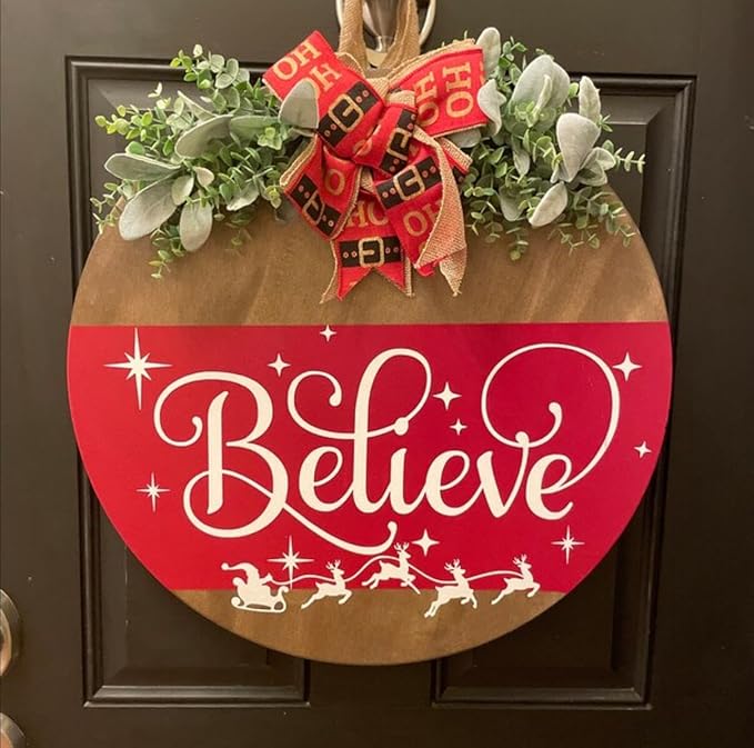 Christmas Stencil for Painting on Wood 12" Merry Christmas Doormat Stencils for Crafts Reusable Holiday Stencil Drawing Templates for Door Hanger Porch Wreath Decor