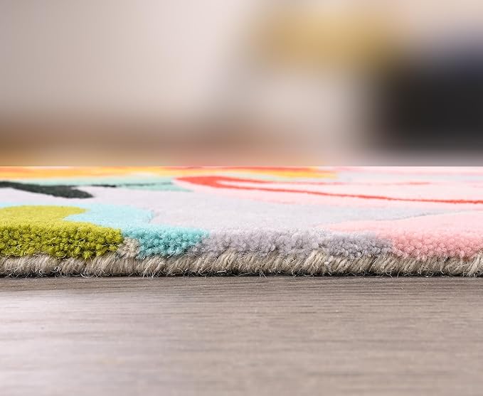 Handmade Wool Floral Area Rug for Living Room | Elegant Flower Garden Design, Soft, Thick and Durable | Bedroom, Dining Room & Home Decor Carpet (8' x 10', Floral K)