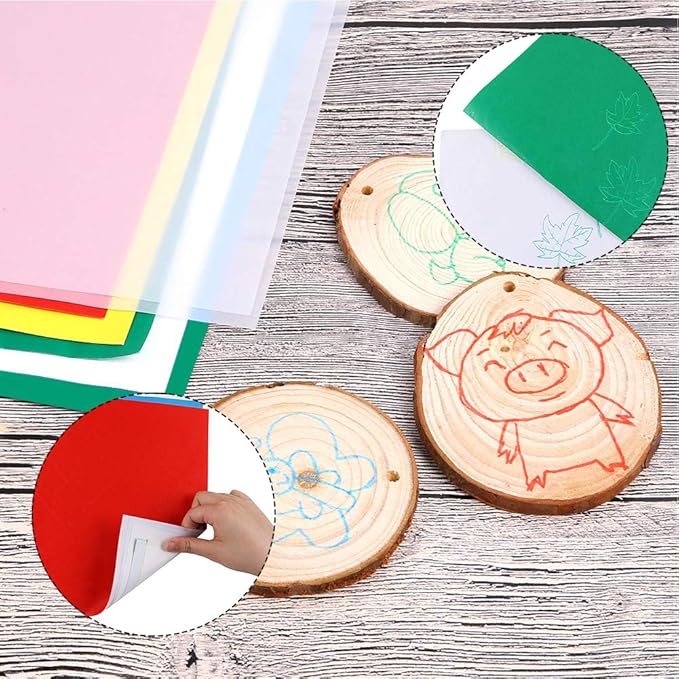 30 Sheets Carbon Transfer Paper,Tracing Paper Carbon Graphite Copy Paper with 5 Pieces Embossing Styluses Stylus Dotting Tools for Wood,Paper,Canvas and Other Art Surfaces 8.3 x 11.7 inches(6 Colors)