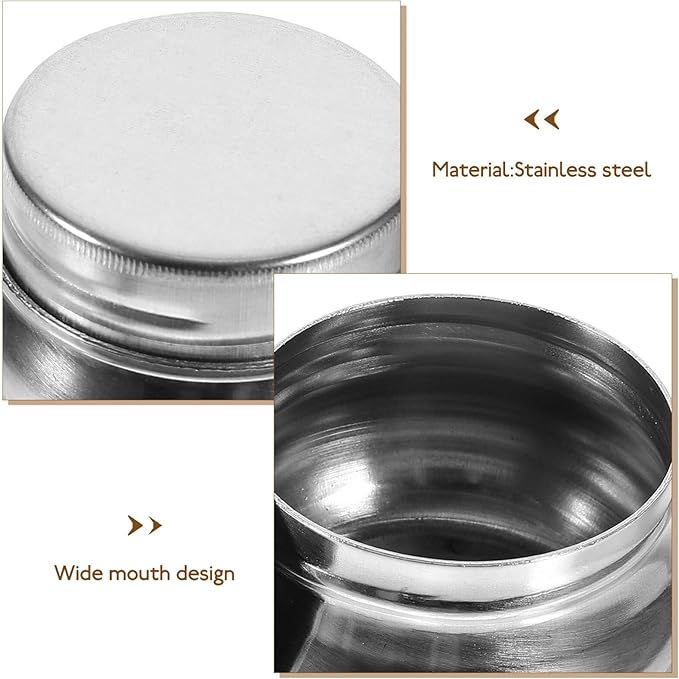 SEWACC 2pcs Stainless Steel Brush Cleaning Pot Lid Mouth Palette Cup for Oil Painting and Sturdy Dipper Container for Home Schools and Training Centers