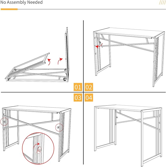 Narrow Folding Computer Desk 35 inch, Writing Gaming Computer Desk for Small Spaces, No Assembly Required Small Office Table, Grey