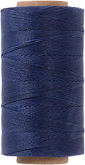 Round Waxed Polyester Thread 0.55mm, 440 Yards, Dark Blue, Stiff 3 Ply Leather Wax String for Hand Sewing, Beading, Knotting, Book Binding, Upholstery, Macrame Jewelry and Bracelets Making