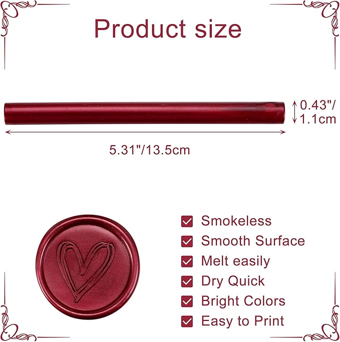 Yoption 15 Pieces Burgundy Glue Gun Sealing Wax Sticks for Wax Seal Stamp, Great for Wedding Invitations, Envelopes, Cards, Christmas Gift Ideas, Wine Packages