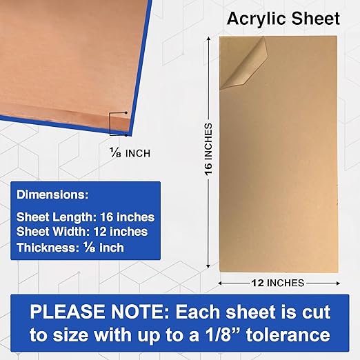 Duco USA-Made Clear Cast Acrylic Sheet 1/8 Inch Thick 12" x 16" - 8 Pack of Transparent Plexiglass Sheet - Lightweight Acrylic Board for Window Replacements, Displays, Signs, and More