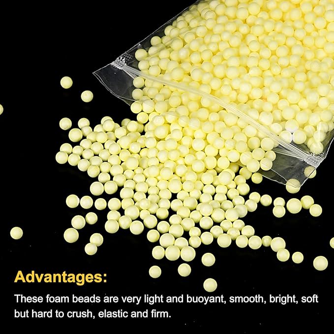 MECCANIXITY Foam Beads Foam Balls 7-9mm for Wedding and Party Decorations, Tiny Packing Balls, Arts DIY Crafts Supplies (Yellow,1 Pack Approx 3000pcs)