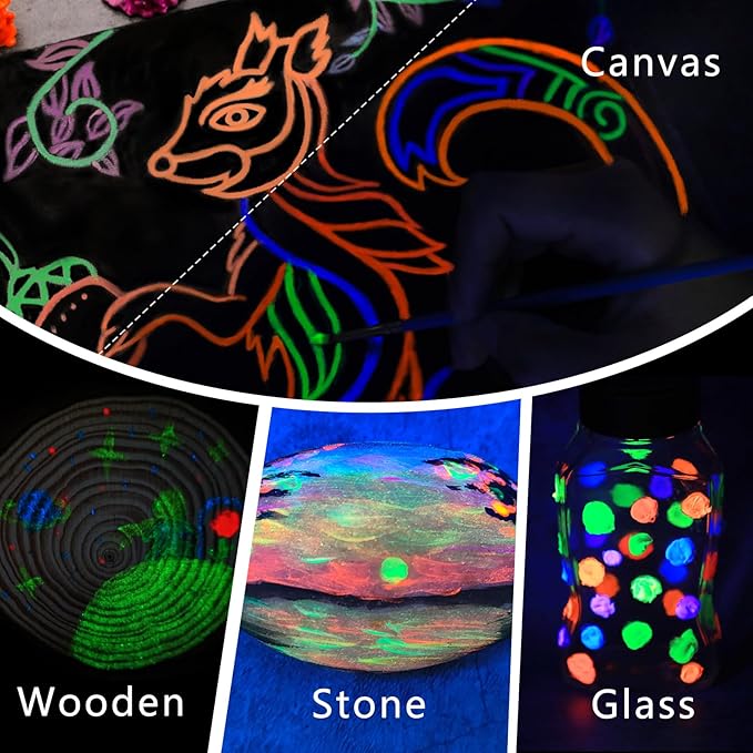 Artecho Glow in the Dark Paint, Neon Orange Paint (120ml / 4.05oz) Tubes, Art Craft Paints for Canvas, Rock, Stone, Wood, Fabric, Art Supplies