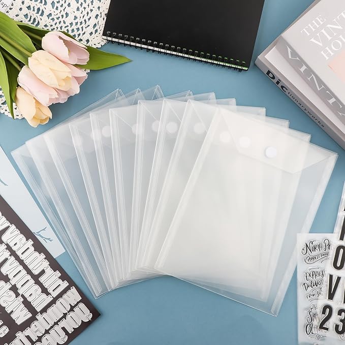 BAOFALI 100 Pcs/Set 5 Sizes Clear Stamp and Die Storage Pockets, Stamp Storage Bags, Plastic Envelopes, Scrapbooking Storage Die Cuts for Stencil Storage Card Making Cutting Dies