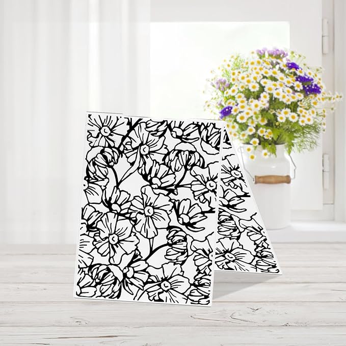 Daisy Flower Background Embossing Folder, Plastic Textured Impressions Chrysanthemum Embossing Folder Template for Card Making Summer Spring Scrapbooking Paper Craft Album Stamps DIY Décor