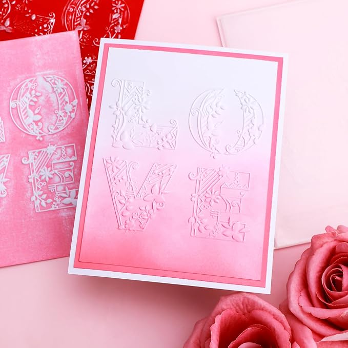 BAOFALI 3D Embossing Folder for Card Making,Love Plastic Texture Fades Embossing Folder Template for Scrapbooking Cardstock Album DIY Decoration Paper Crafting 6.3x4.5inch
