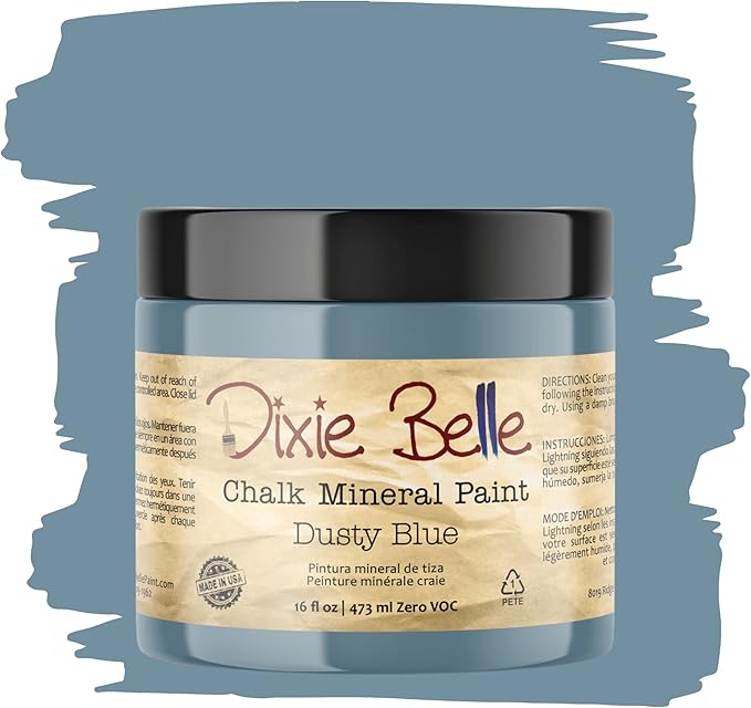 Dixie Belle Paint Company Chalk Finish Furniture Paint - Dusty Blue (16oz) - Matte Faded Denim Chic Chalk Mineral DIY Furniture Paint