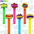 Superhero Party Favors,24Pcs Hero Word Bubble Wands for Kids,Cool Bubble Wand for Superhero Party Supplies,Classroom Prizes Pinata Goodie Bag Stuffers Gift