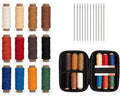 WUTA Leather Waxed Thread Round Polyester Sewing Threads Leather Craft Hand Stitching Line DIY Bracelet Thread Repair Work Cord with 12 Pcs Needles and Storage Bag (0.65mm)
