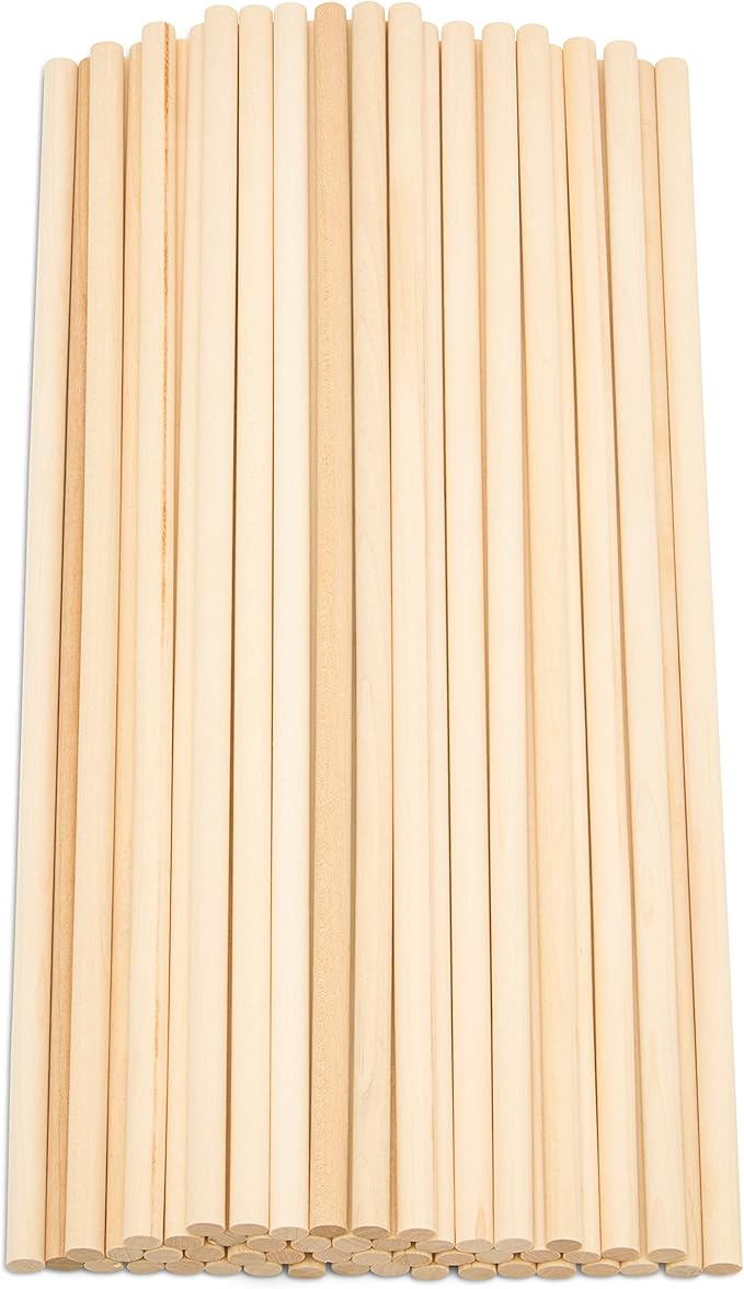 Dowel Rods Wood Sticks Wooden Dowel Rods - 5/16 x 12 Inch Unfinished Hardwood Sticks - for Crafts and DIYers - 50 Pieces by Woodpeckers