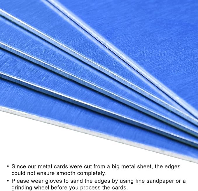 uxcell Blank Metal Card 88x53x0.8mm Anodized Aluminum Plate for DIY Laser Printing Engraving Blue 5 Pcs