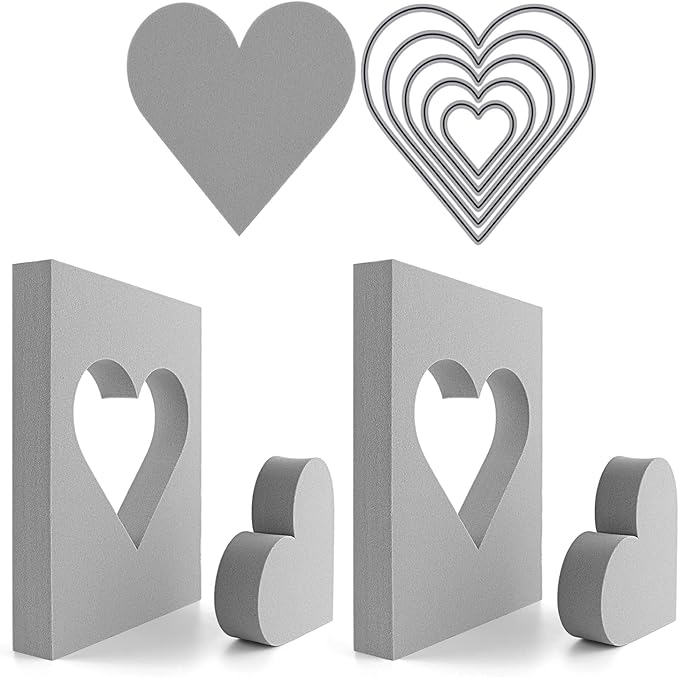 BAOFALI 15 Pcs Large Stamping Foam Grey Moldable Heart Foam Stamps Plastic Dry Foam Stamp Pad Cut and Dry Foam Stamping Foam Block for Sculpture, Modeling, DIY Arts and Handicrafts Projects