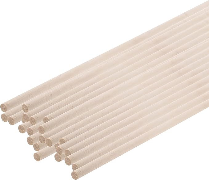 Mandala Crafts Wooden Dowel Rods 48 Inches - 25 Unfinished Birch Wood Dowels 1/4 Inch for Crafts, DIY, Macrame & More