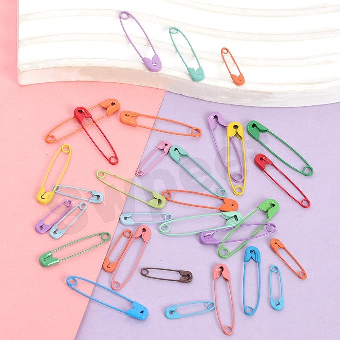 Swpeet 440Pcs 28mm/1.11 Inch Colorful Safety Pins Assortment Kit, Rust Resistant Steel Small Safety Pin Kit with Clear Case, Mini Safety Pins for Sewing, Clothes, Craft Arts