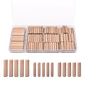 200 Pcs Wooden Dowel Pins - 1/4 inch, 5/16 inch,3/8 inch Fluted Wood Dowels Rods,Hardwood Crafts Dowel Pegs