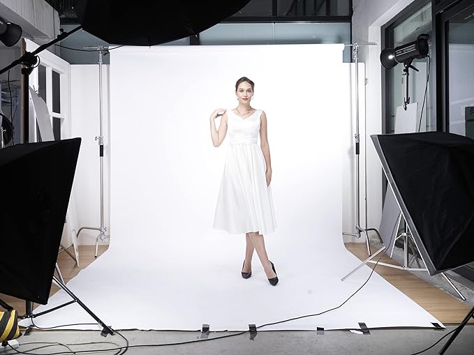 Seamless Photography Background Paper Roll, White Photo Paper Backdrop for Photography, Video and Streaming (107''x16' Artic White)