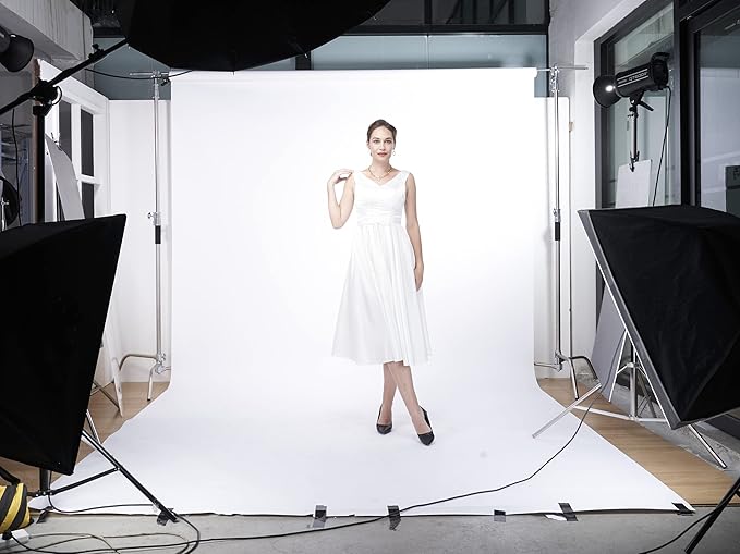 Seamless Photography Background Paper Roll, White Photo Paper Backdrop for Photography, Video and Streaming (107''x36' Artic White)
