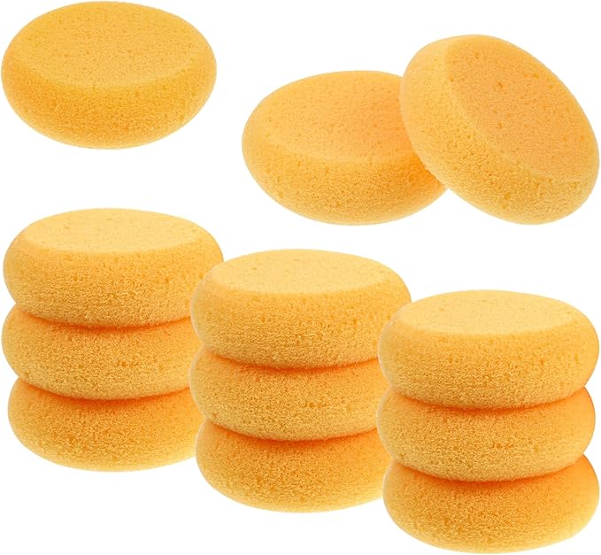 12 Pcs Round Pottery Sponges, Elasticity Clay Sponge Water Absorption Tack Sponges for Kitchen Shoes Leather Care Painting Crafts, Ceramics