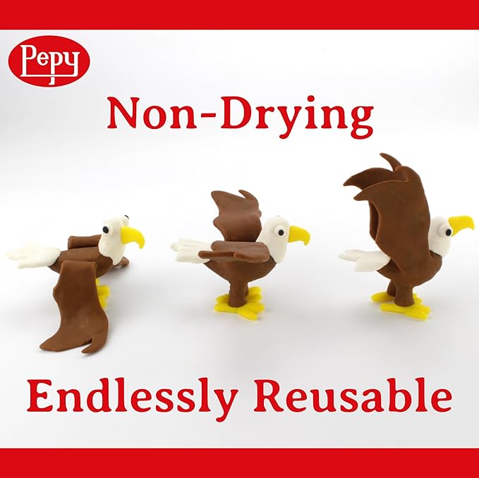 Pepy Plastilina Reusable and Non-Drying Modeling Clay; Set of 24 Bars, 1.4 Ounce Each, Perfect for Arts and Crafts Projects, Brown