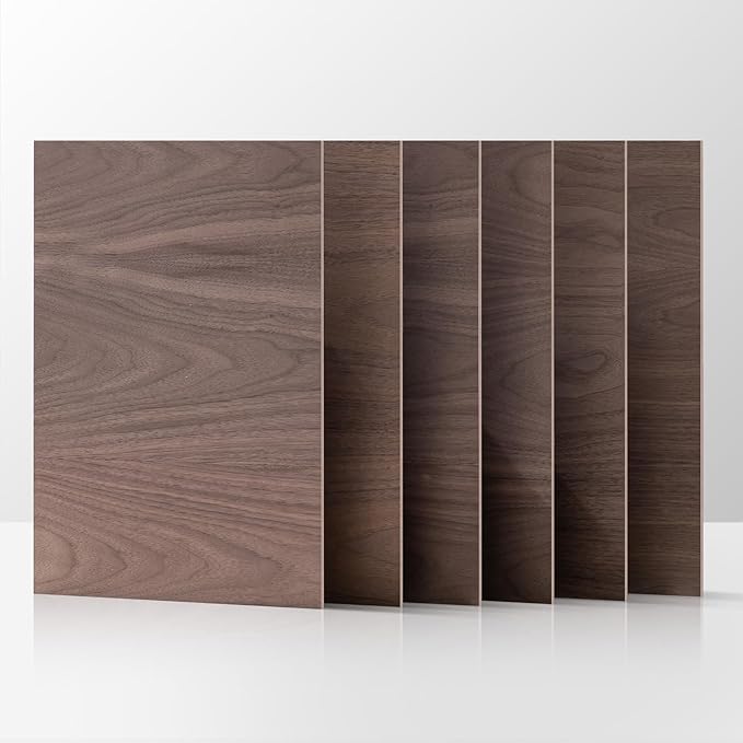 ROBOTIME 6-Pack 1/8" Walnut Plywood Sheets - 12 x 16 x 1/8 Inch - 3mm Laser Wood Sheets for Laser Cutting, Engraving & Wood Burning (Pyrography)