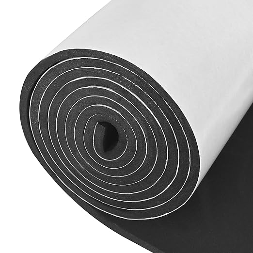 Sponge Neoprene Foam Rubber Sheet with Adhesive, 12 in x 81 in x 1/4 in Multi-Function Soundproof High Density Waterproof Rubber Mat, Perfect Cosplay Easy Cut DIY Neoprene Padding Roll - Black