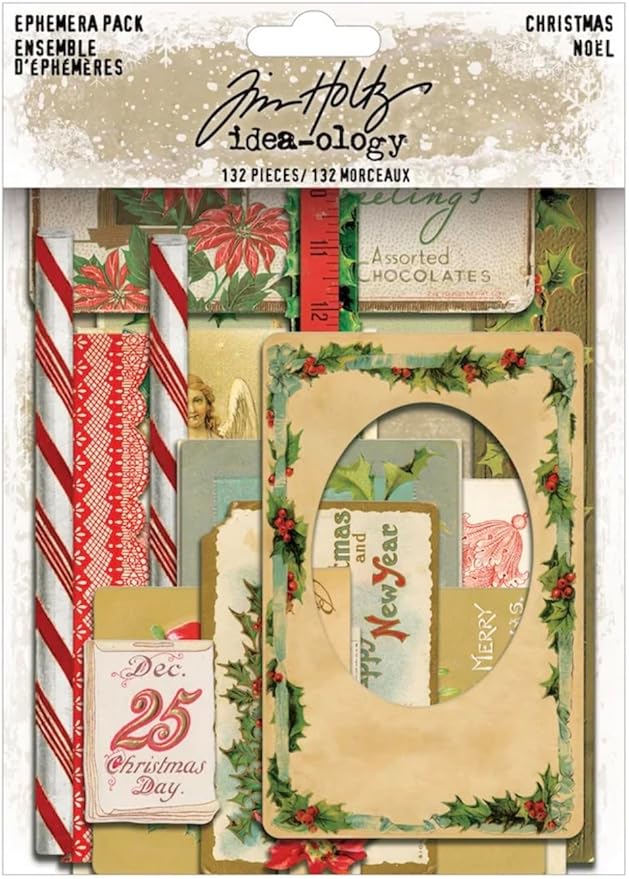Tim Holtz Idea-Ology Christmas Winter 2025 Layers/Paper Dolls, Ephemera, Chipboard Baseboards, Bundle of 3 Packages, 244 Pieces