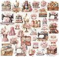 Vintage Vellum Stickers Floral Plants Elements Scrapbooking Supplies Flowers Botanic Natural Translucent Paper Self-Adhesive Junk-Journal Items (Sewing Rose)