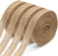4 Rolls of Natural Burlap Fabric with Burlap Ribbon for Christmas Tree Gift Wrapping Wedding Event Party Home Bows Crafts Decoration, 11 Yards Long 0.8 inch Wide Each Roll (Natural)