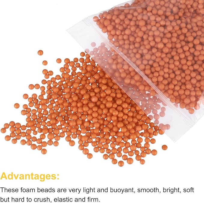 MECCANIXITY Foam Beads Foam Balls 4-6mm for Wedding and Party Decorations, Tiny Packing Balls, Arts DIY Crafts Supplies (Bright Orange,1 Pack Approx 5000pcs)