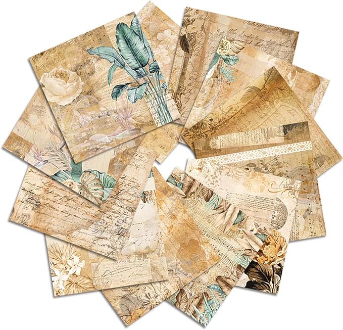 YASMEN Scrapbook Paper Pad 12x12, Vintage Patterned Cardstock, Single-Sided Decopodge, Retro Decorative Craft Paper, Scrapbooking Junk Journal Gift Card Making Supplies - 24 Sheets