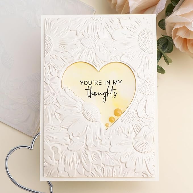 BAOFALI 3D Embossing Folder for Card Making Heart Leaves Background Plastic Textures Fades Embossing Folder Template for Paper Crafting Handmade Crafts Wedding Valentine's Day Scrapbook Card Decorati