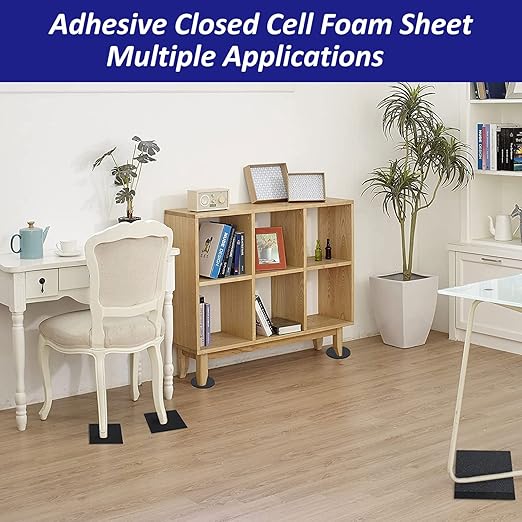 Foam Padding Sheets with Adhesive Backing - 1/4" Thick Self Stick Neoprene Insulation Foam,1/4 Inch Thick X 4 Inch Long X 4 Inch Wide (8, 1/4Inch x 4Inch x 4Inch)