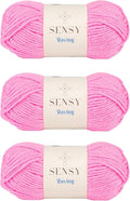 3 Skeins of Sensy Roving Yarn, 3.5 oz, 132 Yards, Gauge 5 Bulky (Neon Pink)