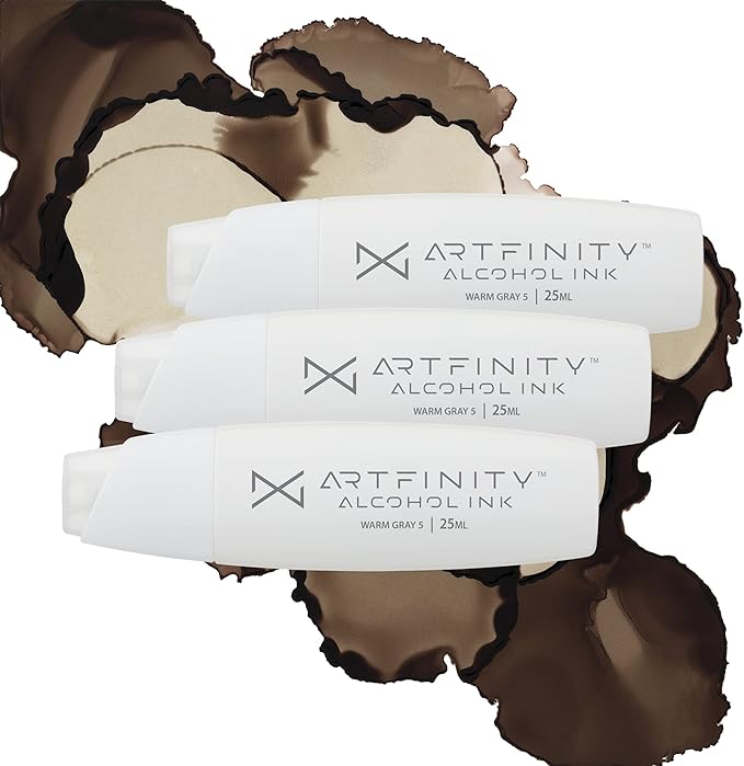Alcohol Inks 3 Pack - Vibrant, Professional, Dye-Based Alcohol Inks for Artfinity Alcohol Markers, Artists, Drawing, & More! - Warm Grey 5 WG5