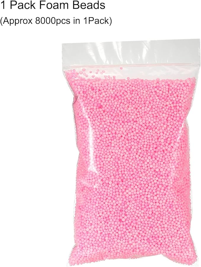 MECCANIXITY Foam Beads Foam Balls 2-3mm for Wedding and Party Decorations, Tiny Packing Balls, Arts DIY Crafts Supplies (Pink,1 Pack Approx 8000pcs)