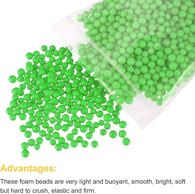 MECCANIXITY Foam Beads Foam Balls 7-9mm for Wedding and Party Decorations, Tiny Packing Balls, Arts DIY Crafts Supplies (Light Green,1 Pack Approx 3000pcs)