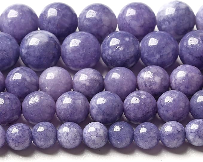 10MM Lavender Purple Chalcedony Natural Stone Round Loose Beads for Jewelry Making and Crafting 72pcs 2 Strands 32"
