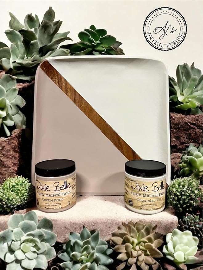 Dixie Belle Paint Company Chalk Finish Furniture Paint - Cucumber Ice (8oz) - Matte Subtle Green Chic Chalk Mineral DIY Furniture Paint