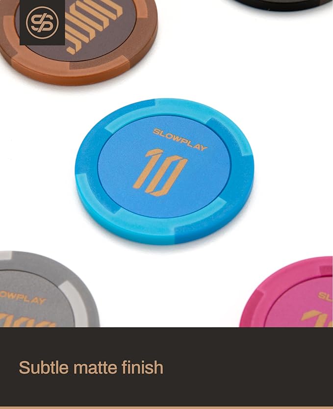 SLOWPLAY Godel Clay Poker Chips, 14 Grams Heavyweight Clay Composite, 40mm Large Chips in Bulk, Pack of 50 in Black Without Denomination