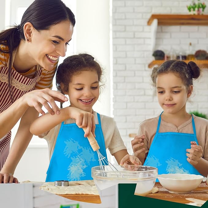 8 Pcs Kids Apron Painting Aprons for Kids Art Smocks Paint Apron Bulk for Painting Classroom Activity Kitchen Crafts Party Supplies(Light Blue)