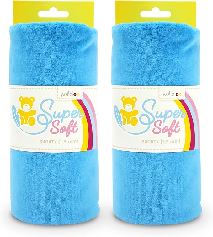 kullaloo Plush Fabric | Solid Blue Minky Fabric for Sewing (Pack of 2) | Super Soft Cuddle Material | 39.5x29.5 | Plushies, Baby Blankets, Pillows, Dog Beds, Cat Beds, Baby Accessories, Apparel