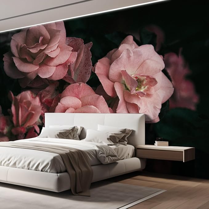 wall26 Removable Wall Sticker/Wall Mural Close Up Dark Rose Flower Blossoms Nature Wilderness Photography Decorative Botanical Relax/Calm Floral for Living Room, Bedroom, Office - 120x120 inches