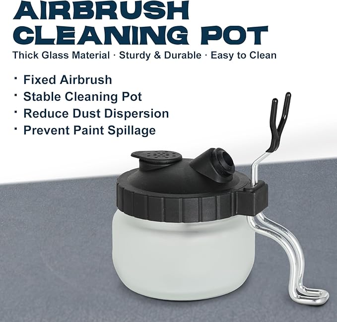 X ARTY HUB Airbrush Cleaning Kit - 4 * 4.05 fl oz / 120 ml Airbrush Cleaner with Glass Cleaning Pot, Easily Handle Water-Based and Acrylic Paints, for Airbrushes & Other Artistic Tools